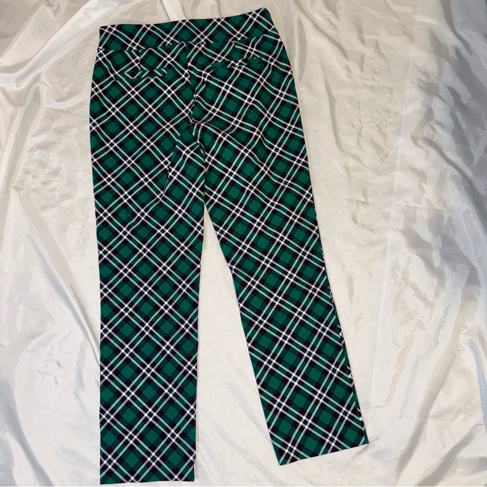 Super Cute Green/Red/White Plaid Slacks/Pants Casual Business Party Ladies 12S - Picture 2 of 8